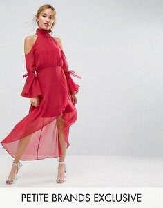 Платье миди премиум-класса с вырезами на плечах и рукавами-клеш True Decadence Petite - Розовый