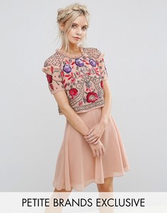 Короткое приталенное платье с цветочной отделкой Frock And Frill Petite - Розовый