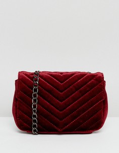 Бархатная сумка через плечо с ремешком-цепочкой Glamorous - Красный