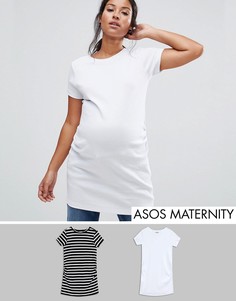 Набор из 2 туник с короткими рукавами (однотонная/в полоску) ASOS Maternity - Черный