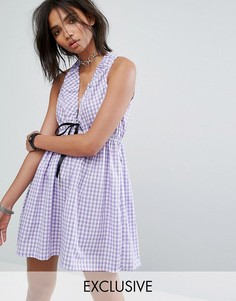 Платье мини в клетку с вырезами Milk It Vintage - Фиолетовый