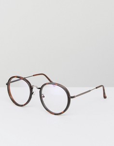 Коричневые черепаховые очки с прозрачными стеклами Jeepers Peepers - Коричневый