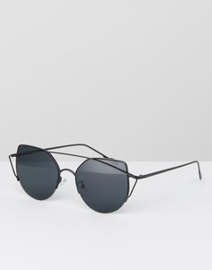 Круглые солнцезащитные очки с металлической оправой черного цвета Jeepers Peepers - Черный