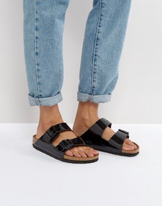 Черные лакированные сандалии Birkenstock Arizona Birko - Черный