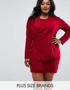 Драпированное платье размера плюс Elvi - Красный