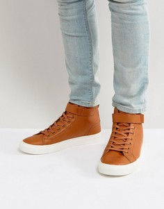 Светло-коричневые высокие кроссовки с ремешком ASOS - Рыжий