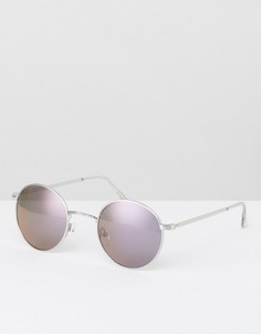 Серебристые круглые солнцезащитные очки с зеркальными стеклами ASOS - Фиолетовый
