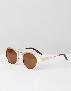 Розово-золотистые круглые солнцезащитные очки ASOS - Золотой