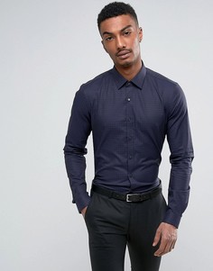 Эластичная приталенная рубашка в ломаную клетку Calvin Klein - Темно-синий