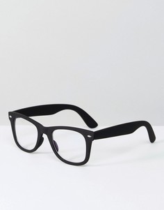 Черные очки в стиле ретро с прозрачными стеклами и фильтром синего света ASOS - Черный