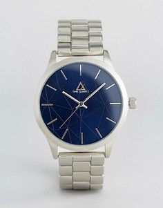 Серебристые наручные часы с темно-синим циферблатом ASOS - Серебряный