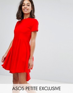 Короткое приталенное платье-футболка из хлопка ASOS PETITE - Мульти