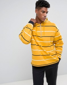 Оверсайз-худи в полоску с молнией до груди ASOS - Желтый