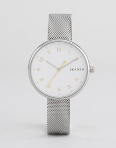 Серебристые часы с сетчатым браслетом Skagen - Золотой