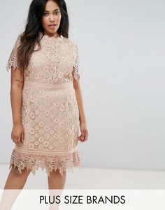 Кружевное платье мини со вставками Truly You - Розовый