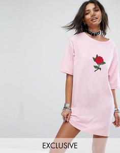 Платье-футболка с аппликацией розы Rokoko - Розовый
