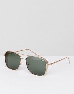 Золотистые квадратные солнцезащитные очки с планкой сверху Quay Australia - Золотой