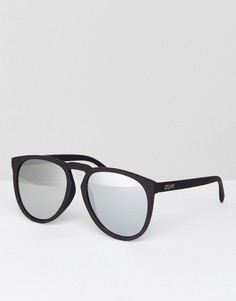 Круглые черные солнцезащитные очки с серебристыми зеркальными стеклами Quay Australia - Черный