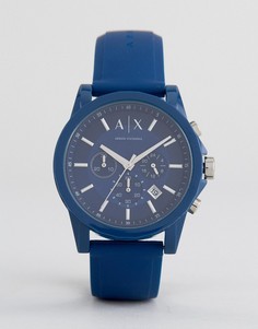Часы с хронографом и синим силиконовым ремешком Armani Exchange AX1327 - Синий
