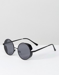 Черные круглые солнцезащитные очки с козырьками по бокам ASOS - Черный