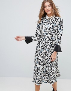 Платье с длинными рукавами и воротником Closet - Мульти