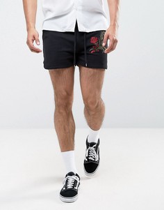 Шорты для бега с вышивкой розы ASOS - Черный