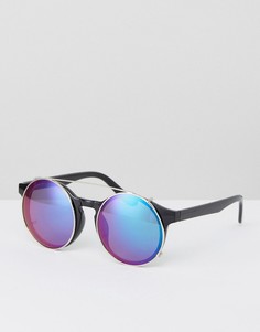 Круглые солнцезащитные очки с голубыми стеклами Jeepers Peepers - Черный