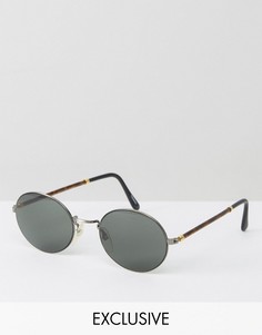 Круглые солнцезащитные очки в металлической/черепаховой оправе Reclaimed Vintage - Черный