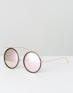 Черные круглые солнцезащитные очки с розовыми стеклами Jeepers Peepers - Черный