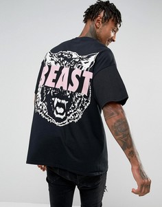 Oversize-футболка с принтом Beast на спине HNR LDN - Черный Honour
