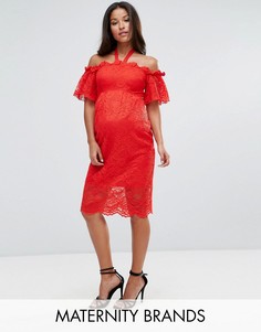 Кружевное платье с широким вырезом Hope & Ivy Maternity - Красный