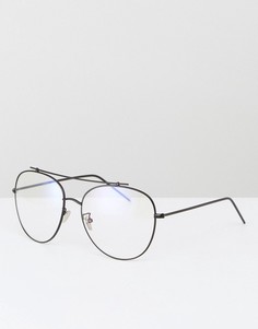 Черные очки-авиаторы с прозрачными стеклами Jeepers Peepers - Черный