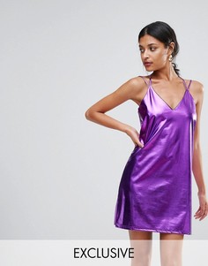 Платье-комбинация мини цвета металлик Club L - Фиолетовый