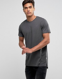 Длинная однотонная футболка Jack & Jones - Серый