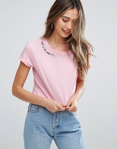 Короткая футболка с круглым вырезом Brave Soul Take It Or Leave It - Розовый