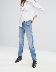 Укороченные джинсы скинни с рваной отделкой на коленях Levis 501 - Синий