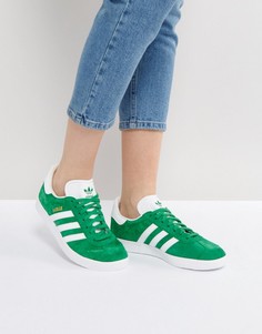 Зеленые замшевые кроссовки Adidas Originals Gazelle - Зеленый