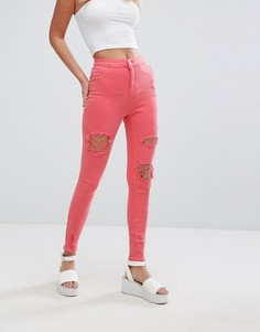 Яркие зауженные джинсы New Look - Розовый