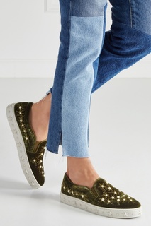 Бархатные слипоны Cosmic Pearl Slip-on Aquazzura