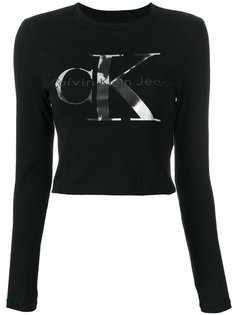 укороченная футболка с принтом с логотипом Calvin Klein Jeans