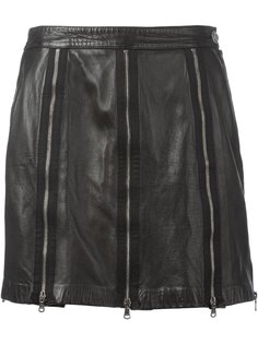 кожаная юбка с молниями  Moschino Vintage
