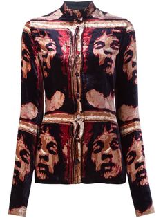 бархатная рубашка с принтом Jean Paul Gaultier Vintage