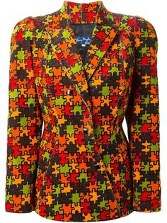 вельветовый пиджак с мозаичным принтом Thierry Mugler Vintage