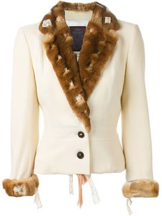 пиджак с меховой окантовкой John Galliano Vintage