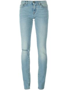 джинсы с потертой отделкой Saint Laurent