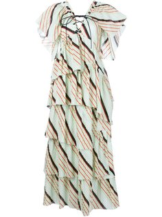 длинное многоярусное платье в полоску Sonia Rykiel