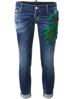 джинсы с аппликацией пальмы  Dsquared2
