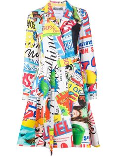 тренч с принтом в технике коллаж Moschino