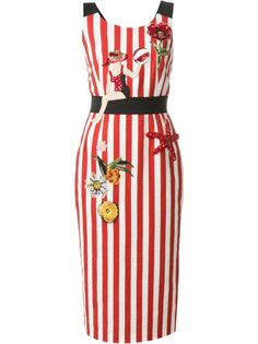 полосатое декорированное платье Dolce & Gabbana