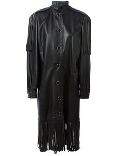 кожаное пальто с бахромой Christian Dior Vintage